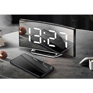 Valkyrie Alarmlı Led Dereceli Curved Dijital Masa Saati
