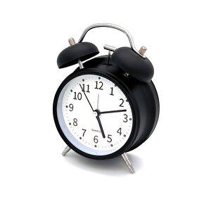 Valkyrie 16cm Büyük Boy Akar Saniyeli Alarm Çalar Saat - Nostaljik Masa Saati Siyah