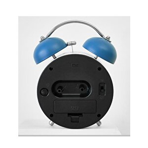 Valkyrie Akar Saniyeli Analog Yüksek Sesli Şirin Masa Saati Alarmlı Işıklı Dakik  Çift Çanlı Mavi