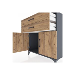 Hyperion Şifonyer 2 Çekmeceli 2 Kapaklı 88x44x96 Antrasit-çam