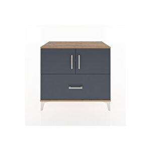 Hyperion Şifonyer 2 Raflı Tek Çekmeceli 2 Kapaklı 88x44x80 Çam-antrasit