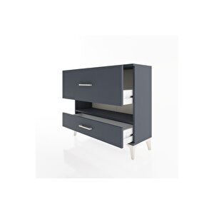 Arges Şifonyer Tek Raflı 2 Çekmeceli 88x30x80 Antrasit-antrasit