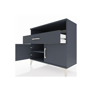 Kronos Şifonyer 2 Raflı Tek Çekmeceli 2 Kapaklı 88x59x80 Antrasit-antrasit