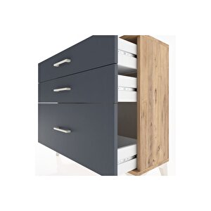 Arges Şifonyer 3 Çekmeceli 88x30x80 Çam-antrasit