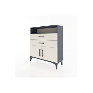 Arges Şifonyer 2 Raflı 2 Çekmeceli 2 Kapaklı 88x30x96 Antrasit-aytaşı