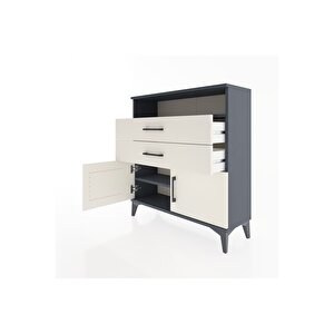Arges Şifonyer 2 Raflı 2 Çekmeceli 2 Kapaklı 88x30x96 Antrasit-aytaşı