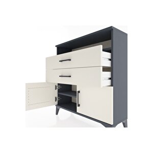 Arges Şifonyer 2 Raflı 2 Çekmeceli 2 Kapaklı 88x30x96 Antrasit-aytaşı