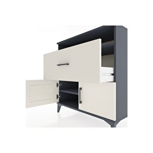 Hyperion Şifonyer 2 Raflı Tek Çekmeceli 2 Kapaklı 88x44x96 Antrasit-aytaşı