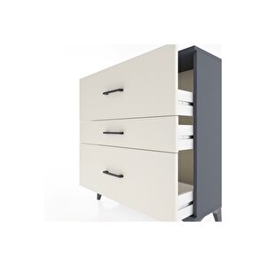 Arges Şifonyer 3 Çekmeceli 88x30x96 Antrasit-aytaşı