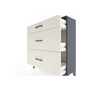 Arges Şifonyer 3 Çekmeceli 88x30x96 Antrasit-aytaşı