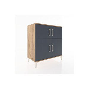 Hyperion Şifonyer 4 Raflı 4 Kapaklı 88x44x96 Çam-antrasit