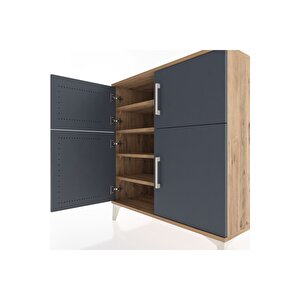 Hyperion Şifonyer 4 Raflı 4 Kapaklı 88x44x96 Çam-antrasit