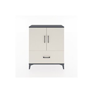 Arges Şifonyer 2 Raflı Tek Çekmeceli 2 Kapaklı 88x30x106 Antrasit-aytaşı