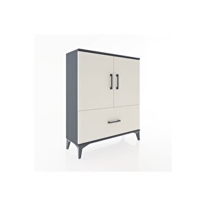 Arges Şifonyer 2 Raflı Tek Çekmeceli 2 Kapaklı 88x30x106 Antrasit-aytaşı