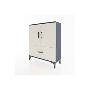 Arges Şifonyer 2 Raflı Tek Çekmeceli 2 Kapaklı 88x30x106 Antrasit-aytaşı