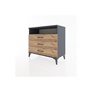 Hyperion Şifonyer Tek Raflı 3 Çekmeceli 88x44x80 Antrasit-çam