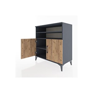 Hyperion Şifonyer 3 Raflı 2 Kapaklı 88x44x96 Antrasit-çam