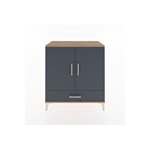 Hyperion Şifonyer 4 Raflı Tek Çekmeceli 2 Kapaklı 88x44x96 Çam-antrasit