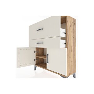 Arges Şifonyer Tek Raflı 2 Çekmeceli 2 Kapaklı 88x30x106 Çam-aytaşı