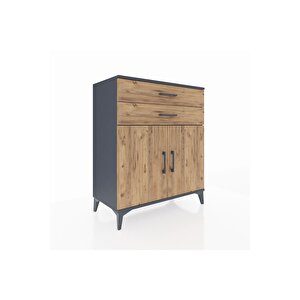 Hyperion Şifonyer Tek Raflı 2 Çekmeceli 2 Kapaklı 88x44x106 Antrasit-çam