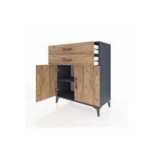 Hyperion Şifonyer Tek Raflı 2 Çekmeceli 2 Kapaklı 88x44x106 Antrasit-çam