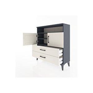 Arges Şifonyer 3 Raflı 2 Çekmeceli 2 Kapaklı 88x30x96 Antrasit-aytaşı