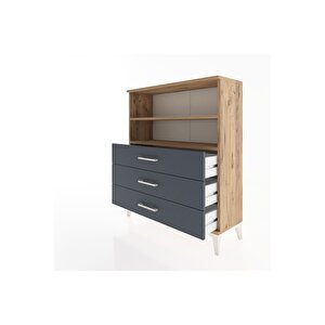 Arges Şifonyer 2 Raflı 3 Çekmeceli 88x30x106 Çam-antrasit