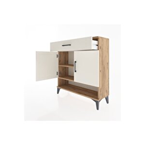 Arges Şifonyer 2 Raflı Tek Çekmeceli 2 Kapaklı 88x30x96 Çam-aytaşı