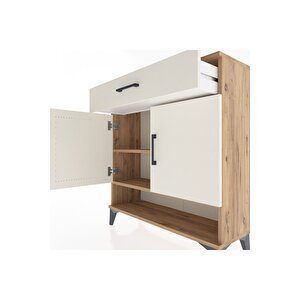 Arges Şifonyer 2 Raflı Tek Çekmeceli 2 Kapaklı 88x30x96 Çam-aytaşı