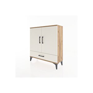 Arges Şifonyer 3 Raflı Tek Çekmeceli 2 Kapaklı 88x30x96 Çam-aytaşı