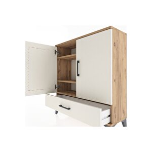 Arges Şifonyer 3 Raflı Tek Çekmeceli 2 Kapaklı 88x30x96 Çam-aytaşı