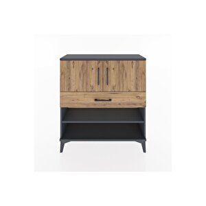 Arges Şifonyer 3 Raflı Tek Çekmeceli 2 Kapaklı 88x30x96 Antrasit-çam