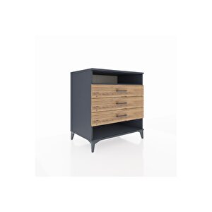 Kronos Şifonyer Tek Raflı 3 Çekmeceli 88x59x96 Antrasit-çam