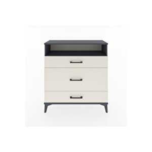 Arges Şifonyer Tek Raflı 3 Çekmeceli 88x30x96 Antrasit-aytaşı