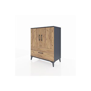 Hyperion Şifonyer 2 Raflı Tek Çekmeceli 2 Kapaklı 88x44x106 Antrasit-çam