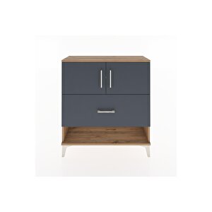 Arges Şifonyer 2 Raflı Tek Çekmeceli 2 Kapaklı 88x30x96 Çam-antrasit