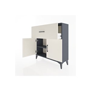 Arges Şifonyer Tek Raflı Tek Çekmeceli 2 Kapaklı 88x30x96 Antrasit-aytaşı