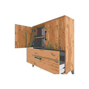Arges Şifonyer 2 Raflı Tek Çekmeceli 2 Kapaklı 88x30x96 Çam-çam