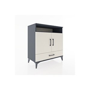 Hyperion Şifonyer 4 Raflı Tek Çekmeceli 2 Kapaklı 88x44x96 Antrasit-aytaşı