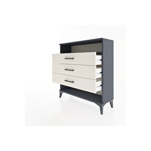 Arges Şifonyer Tek Raflı 3 Çekmeceli 88x30x96 Antrasit-aytaşı