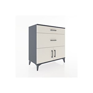 Hyperion Şifonyer 2 Çekmeceli 2 Kapaklı 88x44x96 Antrasit-aytaşı