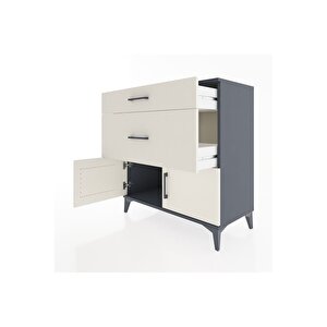 Hyperion Şifonyer 2 Çekmeceli 2 Kapaklı 88x44x96 Antrasit-aytaşı