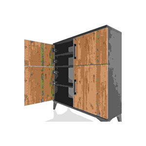 Arges Şifonyer 3 Raflı 4 Kapaklı 88x30x96 Antrasit-çam