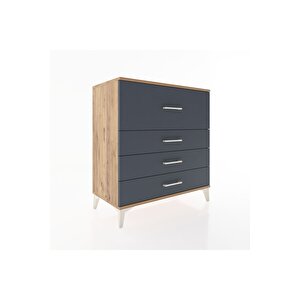 Hyperion Şifonyer 4 Çekmeceli 88x44x96 Çam-antrasit