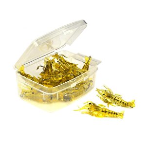 12 Adet Fosforlu Kancalı Silikon Karides Olta Yem Sahte Yapay İğneli Balık Yemi Sarı