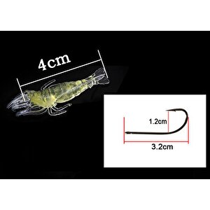 Valkyrie 12 Adet Fosforlu Kancalı Silikon Karides Olta Yem Sahte Yapay İğneli Balık Yemi Beyaz