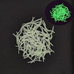 Valkyrie 200 Adet Kutulu Fosforlu 3,5cm Yapay Silikon Solucan Balık Yemi - Gerçekçi Görünüm - Parlayan Solucan 200 Adet