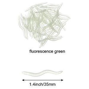 Valkyrie 200 Adet Kutulu Fosforlu 3,5cm Yapay Silikon Solucan Balık Yemi - Gerçekçi Görünüm - Parlayan Solucan 200 Adet