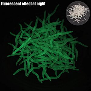 Valkyrie 200 Adet Kutulu Fosforlu 3,5cm Yapay Silikon Solucan Balık Yemi - Gerçekçi Görünüm - Parlayan Solucan 200 Adet