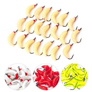 Valkyrie 100 Parça Kutulu İğneli Yumuşak Silikon Kurtçuk Olta Balık Yemi - 4 Renk